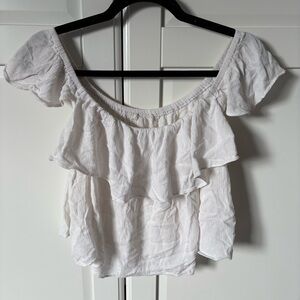 White Off-Shoulder Ruffle Top